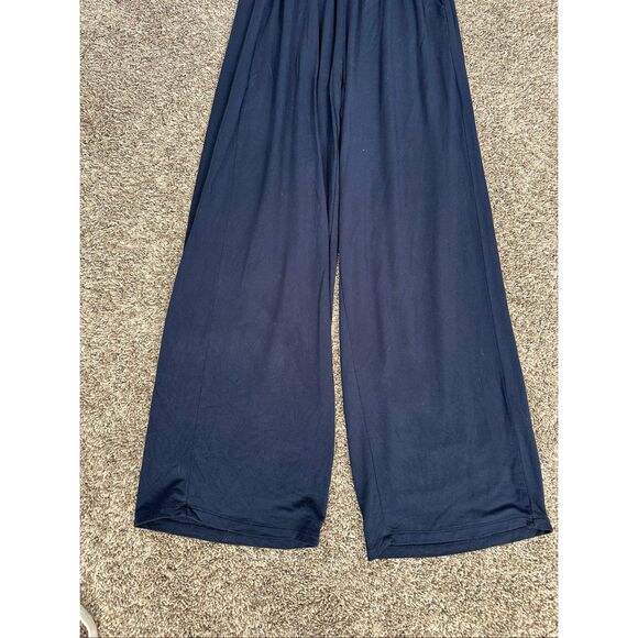 Quince French Terry Modal Wide Leg Pants Navy Blue Fold over Waistband Flowy S - Picture 12 of 12